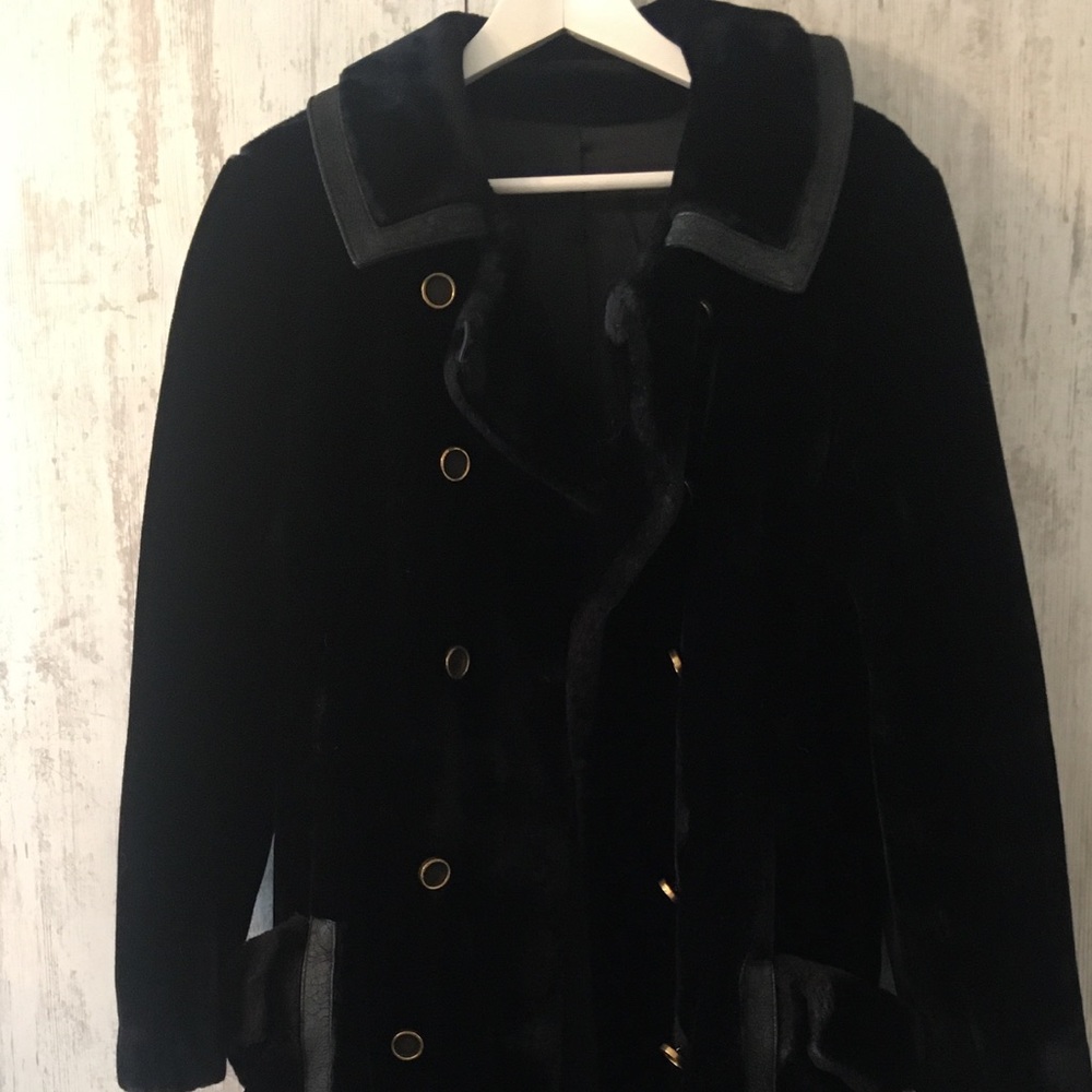Vintage Faux Fur military black coat
